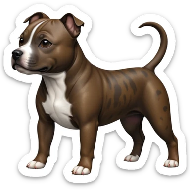 cinematic-[Staffordshire bull terrier]-realistic-full-body-standing-emoji,-tail-resting-loosely-beside-its-paws,-head-tilted-dramatically, -sleek-[dark solid brindle]-fur,-simplified-yet-realistic-focused-features,-highly-detailed,-glowing-with-an-almost-sarcastic-glow sticker