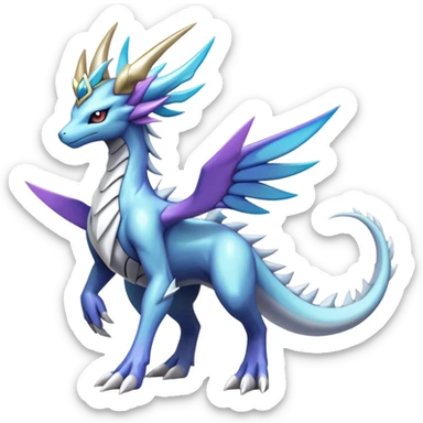  cool edgy shiny colorful godly ethereal Dialga-Suicune-Fakemon full body sticker