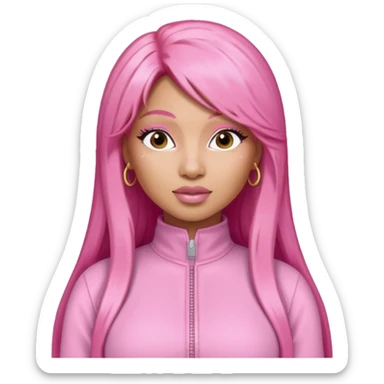 Nicki Minaj long pink hair, pink jumpsuit sticker