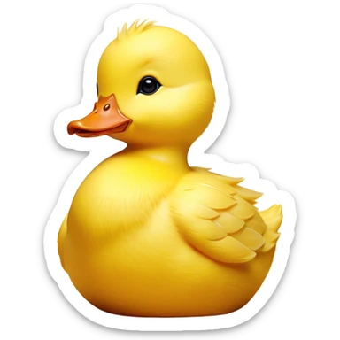 Cinematic Noble Yellow Baby Duck Portrait Emoji, Poised and regal, with a tiny, delicate build and a vibrant, well-groomed bright yellow downy coat, deep-set soulful bright eyes, Simplified yet sharp and sophisticated features, highly detailed, glowing with a soft, dignified glow, high shine, intelligent and charming, stylized with an air of youthful elegance, focused and attentive, soft glowing outline, capturing the essence of a watchful and confident little duckling, so majestic it feels as though it could peep out of the screen with effortless authority! sticker