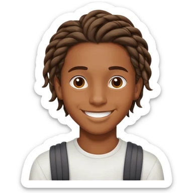 brown skin teenage boy with shoulder length twist sticker
