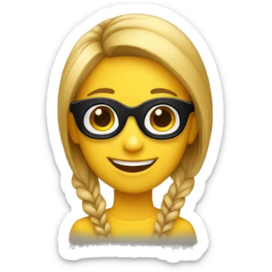 happy girl emoji with black shades on sticker