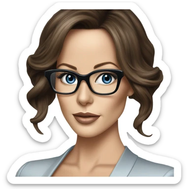 Hyper Realistic photo Kate Beckinsale blue eyes wearing glasses in a business meeting high fashion  sticker