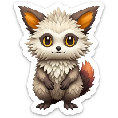 lush warm-colored Fakémon-Trico-creature (full body) sticker