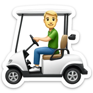White guy driving realistic looking golf cart sticker