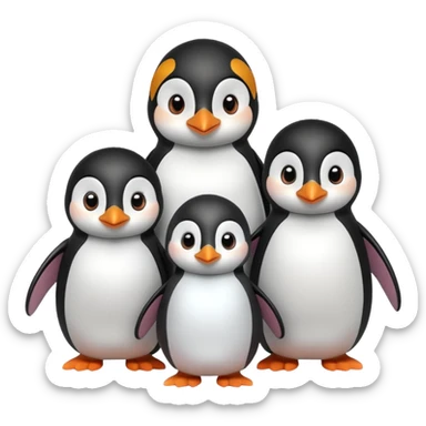 Savino the penguin,Moshi the doll and their parents sticker