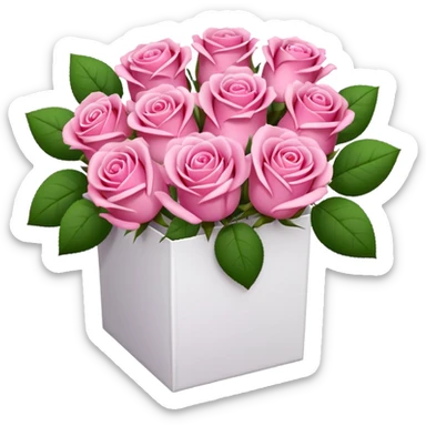 bouquet of pink 30 roses in a white box sticker