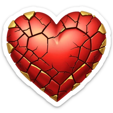 Make a red heart with cracks in it. Make the cracks filled with gold sticker