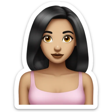 coquette girl with black Hair and big beauty eyes  sticker