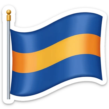 A flag whit darkblue, blue, white, yellow and orange sticker