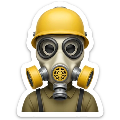 Skeleton wearing a gas mask sticker