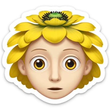 five leaved yellow anemone eyes mouth sticker