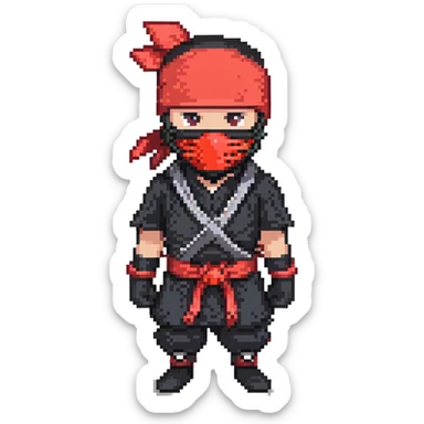 Masked ninja, red headband sticker
