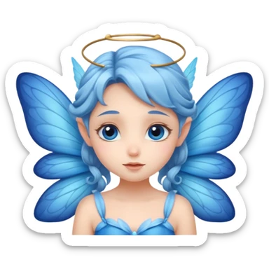 A shy fairy with soft blue wings sticker