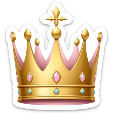 A luxurious golden crown with light pink accents and elegant details, featuring a prominent empty space  sticker