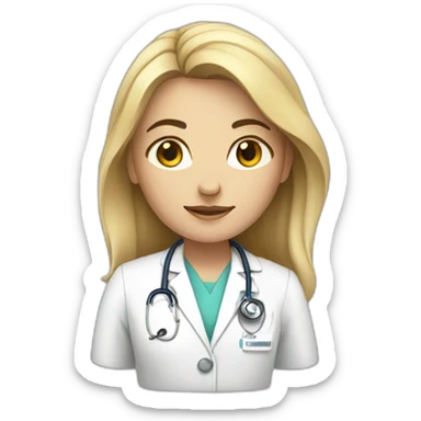 a female doctor in a white coat sticker