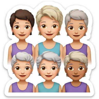 Old Women In Sleeveless, different hairs. sticker