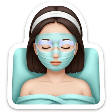 aesthetic brunette girl in spa face mask relaxe sticker