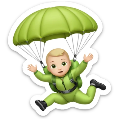 Skydiving baby with parachute and UFO lime sticker