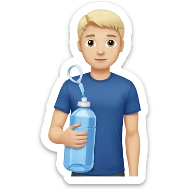 Blonde man with dark blue t shirt delivering gallon water bottle  sticker