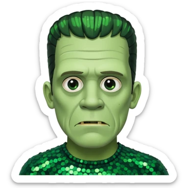 Frankenstein with dark green sequin outfit sticker