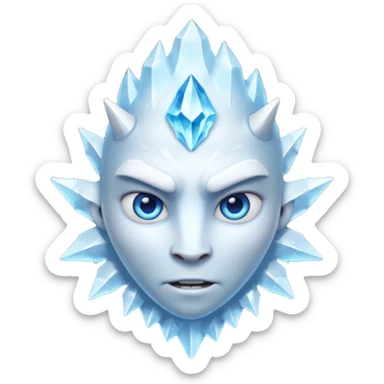 ice creature portrait, head and shoulders only, frozen crystal skin, glowing blue eyes, frost aura, sharp icy textures, fantasy winter vibe, 3D cartoon, mobile game icon style, clean background, no text, no watermark
 sticker