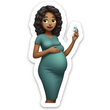 pregnant girl with dark hair holding pregnancy test in hand sticker