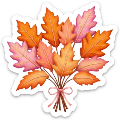 pastel autumn leaf bouquet pink orange sticker