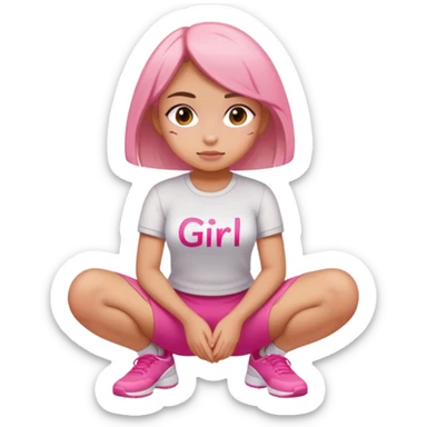  top with pink inscription “girl”  squatting sticker