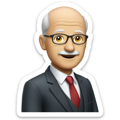 60-year-old organisation consultant, balding, in suit and tie sticker