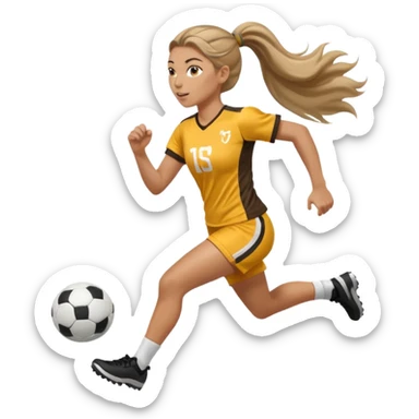 Long Haired Football Players, Female player with ponytail running sticker