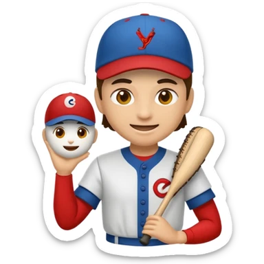emoji estilo iOS de pelotero y coach de baseball hablando sticker