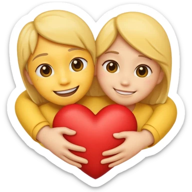 make a cute emoji hugging a heart, to show love/care sticker