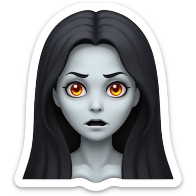 creepy ghost woman with gray skin and scary face sticker