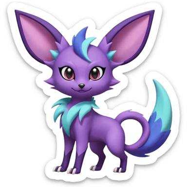 Shiny Cute Espeon-Noibat-Noivern-Mightyena-Silvally-Fakémon-hybrid-creature (full body)  sticker