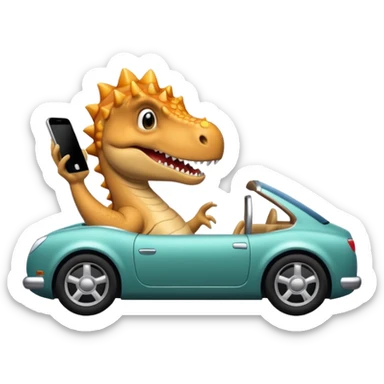 Dinosaurio con iPhone en un carro lujoso sticker