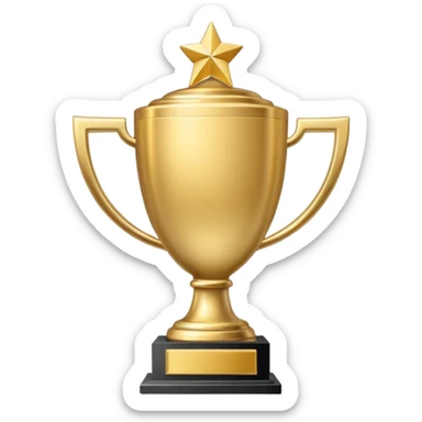 Minimal line-art trophy icon, front-facing, simple outlines, clean modern style, slightly 3D, no background, transparent, represents “wins / achievements sticker