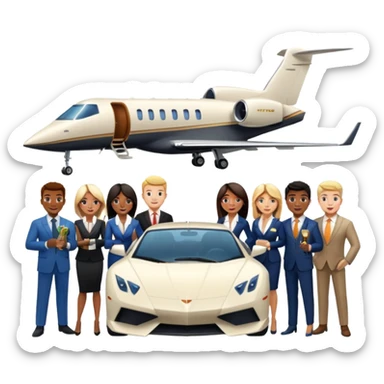 Grant Cardone, Tai Lopez, Josh King Madrid, Alex Hormozi, Iman Gadzhi, Daniel G, Branden Condy, Patrick Bet-David, Dan Henry, Luke Belmar, Shelby Sapp, Leila Hormozi, Tefi Valenzuela, business, influencers, friends, rich millionaire success lifestyle, private jet , supercars, success, sales sticker