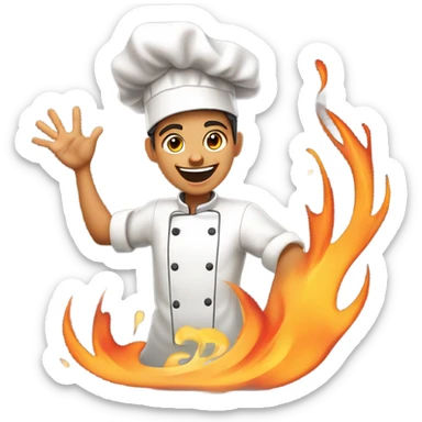 Beginner 19 year old chef saying WELCOME TO MY COOKING SHOW! while the whole kitchen is getting burnt down in work at a pizza place in Roblox sticker