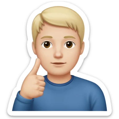 straight face with hand with only thumb sticking up right under chin pointing right sticker