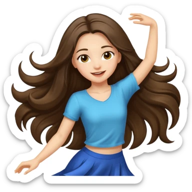 white brunette girl long hair with hazel eyes in light dancing sticker