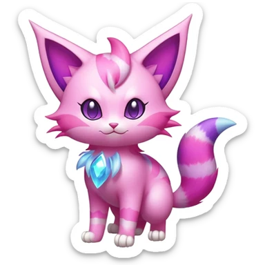 Shiny Magical Elemental Colorful Exotic Skitty-Delcatty-Pokémon-Fakémon-hybrid-creature (full body) sticker