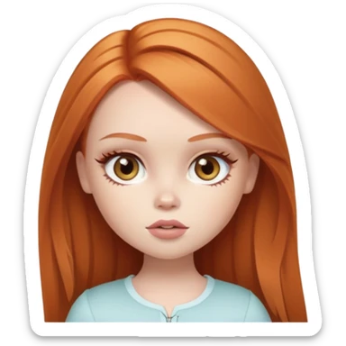 pretty bratz baddie, ginger, pale skin, hazel color eyes, light skin, straight hair sticker