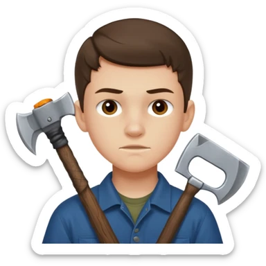 13 y/o Brian robeson at the beginning of Hatchet
determined, has hatchet, self-reliant, observant survivalist sticker