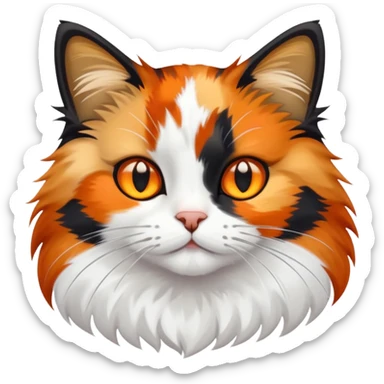 calico cat with orange, black and white patches sticker