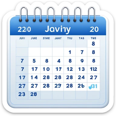 a blue calendar with dates going from 1 to 30 sticker