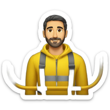 Armenian men in yellow clothing in the bus sticker