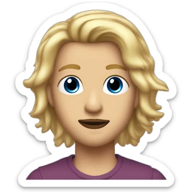 Blonde hair blue eyes red goatee on lip and chin spiked hair on top sticker