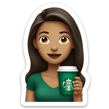 Brunette girl drinking starbucks coffee sticker