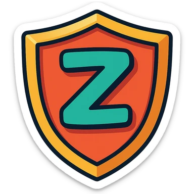 vibrant toon style shield with a playful Z, moderator symbol sticker